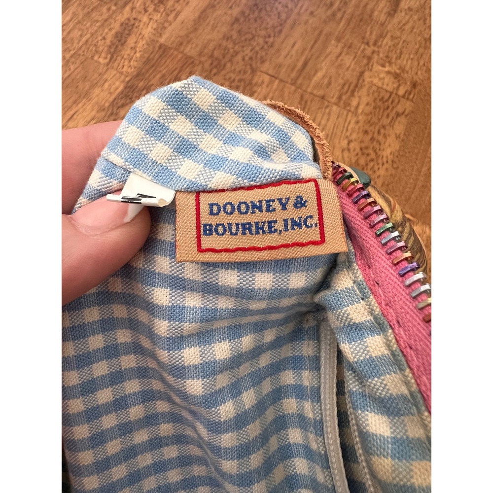 Dooney & Bourke Plaid Coated Canvas Barrel Bag Multicolor Scalloped Trim Satchel - Picture 16 of 16